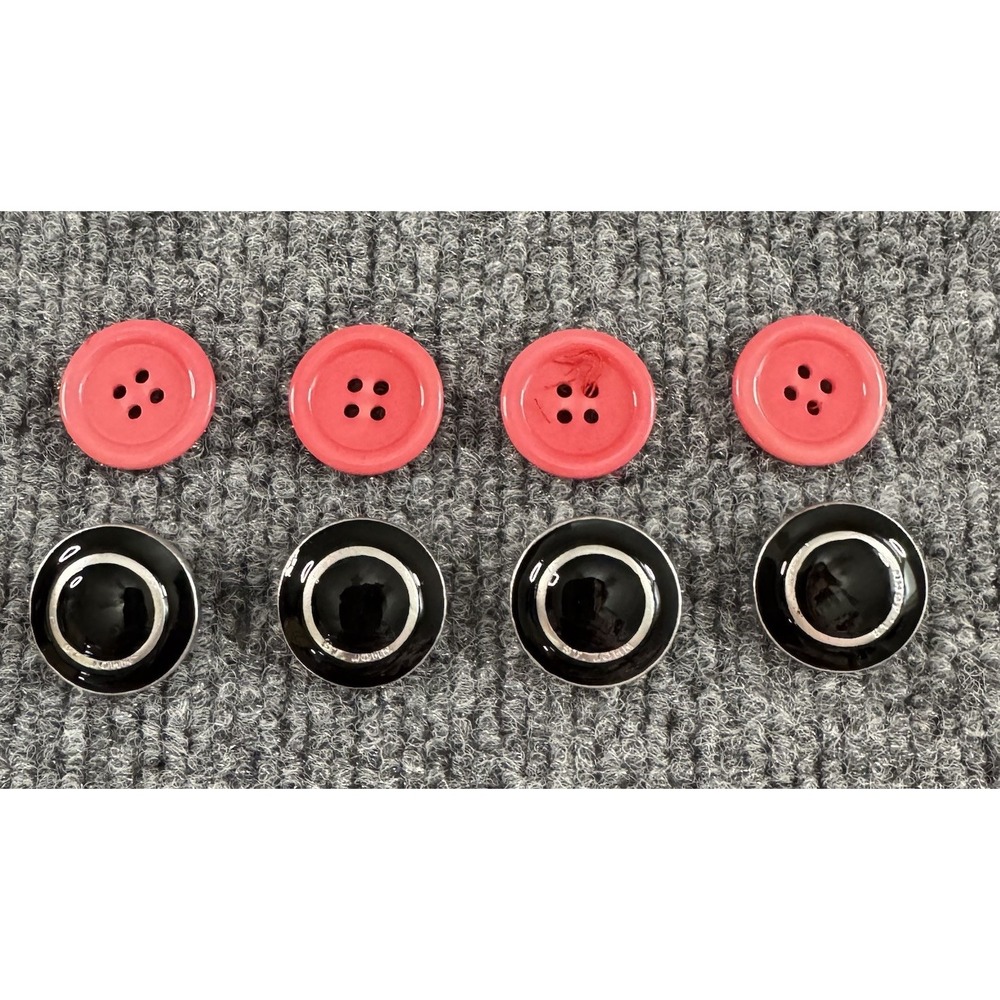 Set of 4 Vintage St John Replacement Buttons Black Silver Sz 13/16"(30mm/44L)